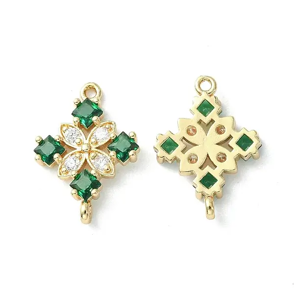 Brass Pave Cubic Zirconia Connector Charms