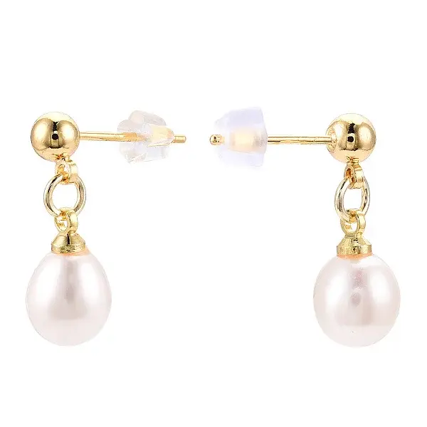 Natural Pearl Teardrop Dangle Stud Earrings