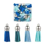 60Pcs 4 Colors Faux Suede Tassel Pendant Decorations
