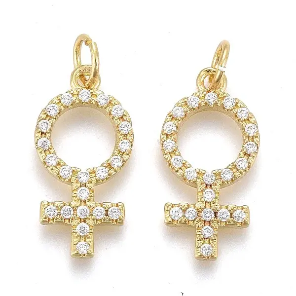 Brass Micro Pave Clear Cubic Zirconia Pendants