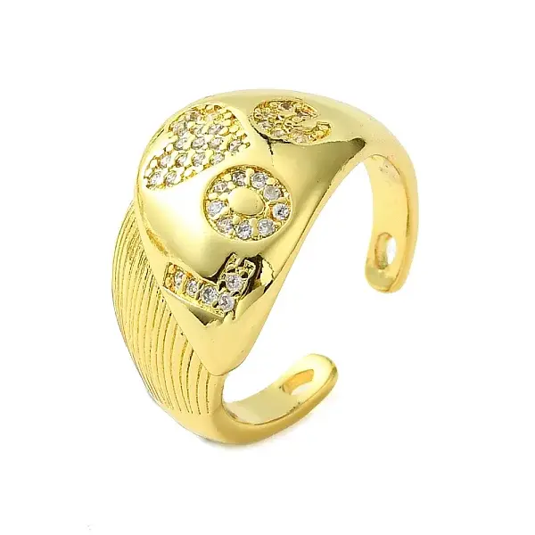 Brass Micro Pave Cubic Zirconia Open Cuff Ring