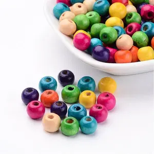 Dyed Natural Wood Beads