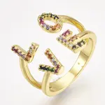 Brass Micro Pave Cubic Zirconia Cuff Rings