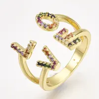 Brass Micro Pave Cubic Zirconia Cuff Rings