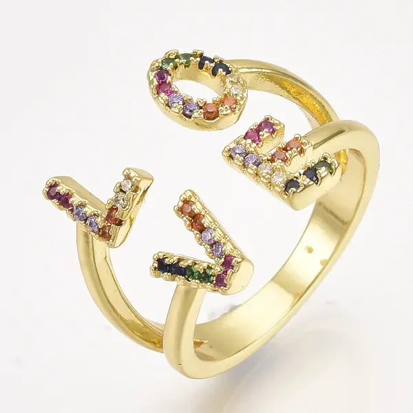 Brass Micro Pave Cubic Zirconia Cuff Rings