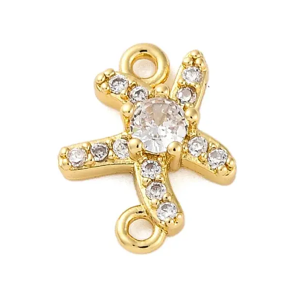 Brass Clear Cubic Zirconia Connector Charms/Links