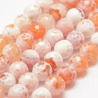 Faceted Natural Fire Crackle Agate Beads Strands