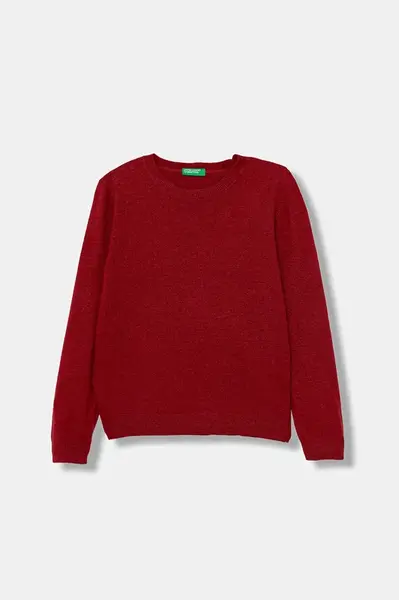 Dětský svetr s příměsí vlny United Colors of Benetton červená barva, 106WC108R