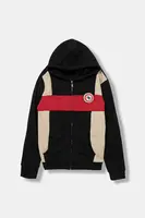 Dětská mikina Guess černá barva, s kapucí, vzorovaná, L5BQ00 KCKF2