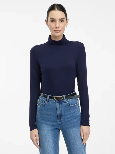 Navy Blue Women's T-Shirt with Turtleneck ORSAY - Women's