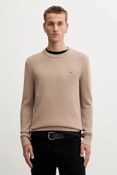 Bavlnený sveter Tommy Jeans hnedá farba, ľahký, DM0DM21787
