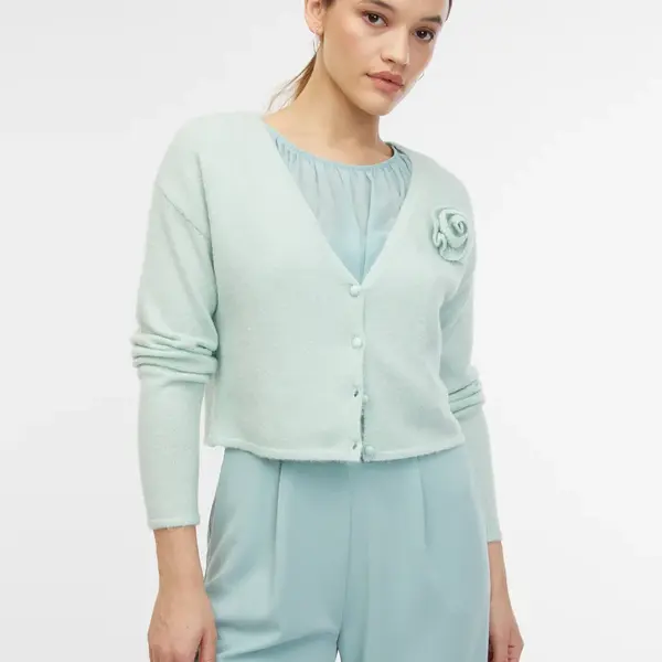 Mentolový dámsky kardigan s prímesou vlny ORSAY