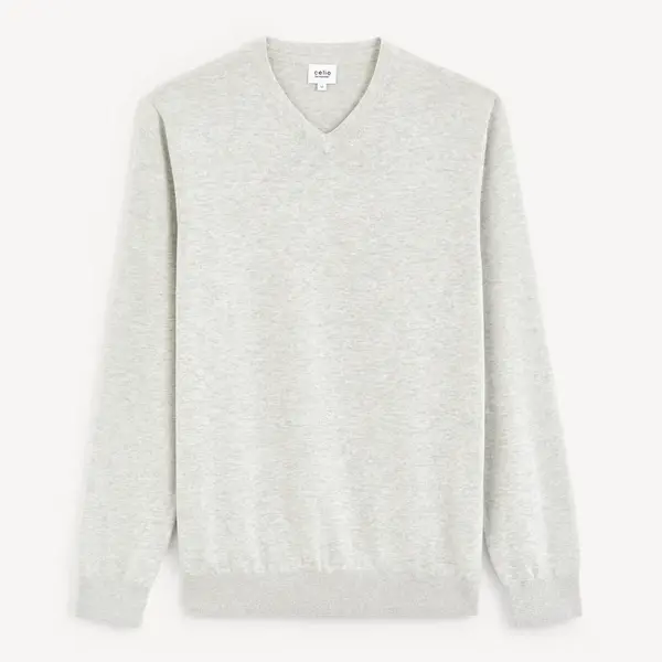 Svetlosivý pánsky basic sveter Celio Decoton