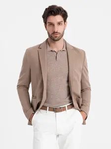 Ombre Men's jacket with patch pockets - dark beige