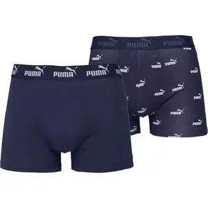 Puma ELEMENTS MEN LOGO PRINT BOXERS 2P Pánské boxerky, tmavě modrá, velikost