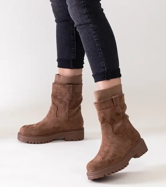 Gemre Ralia Brown Slip-On Sock Boots