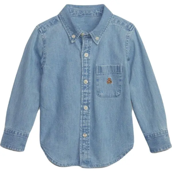 GAP BABY Dětská košile, světle modrá, velikost 5Y
