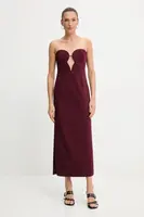 Šaty Bardot vínová barva, midi, přiléhavé, 57941DB3