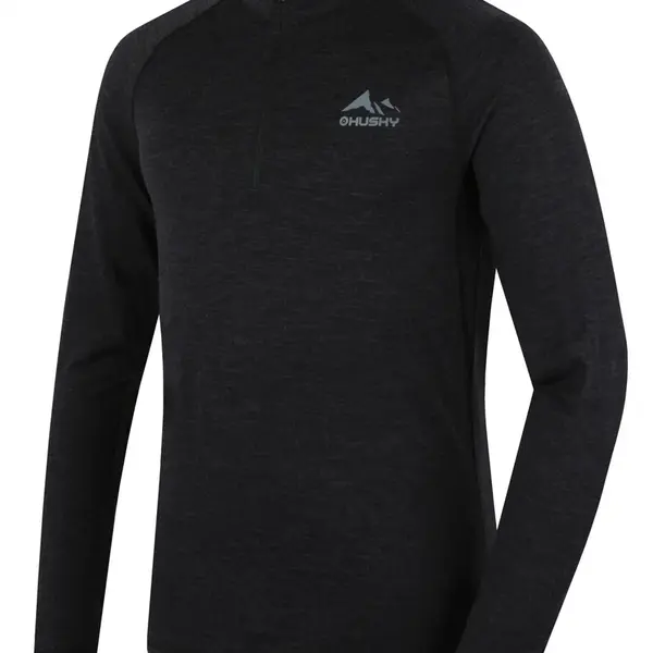 Husky Merow zip M XXL, black Merino termoprádlo triko