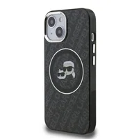 Zadní kryt Karl Lagerfeld IML K&CH Heads Repeated Logo MagSafe pro Apple iPhone 15, černá