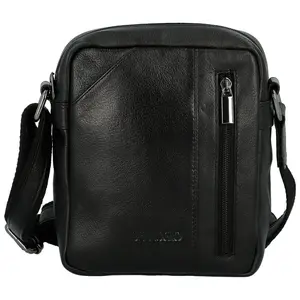 Pánská kožená crossbody taška černá - Bellugio Pedro