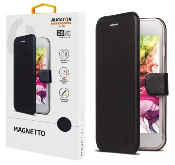 Flipové pouzdro ALIGATOR Magnetto pro Apple iPhone 16e / 17e, černá