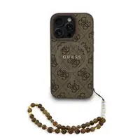 Zadní kryt Guess PU Leather 4G Colored Ring Strap MagSafe pro Apple iPhone 16, hnědá