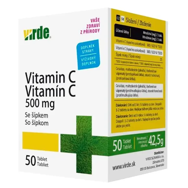 VIRDE Vitamín C 500 mg so šípkami 50 tabliet