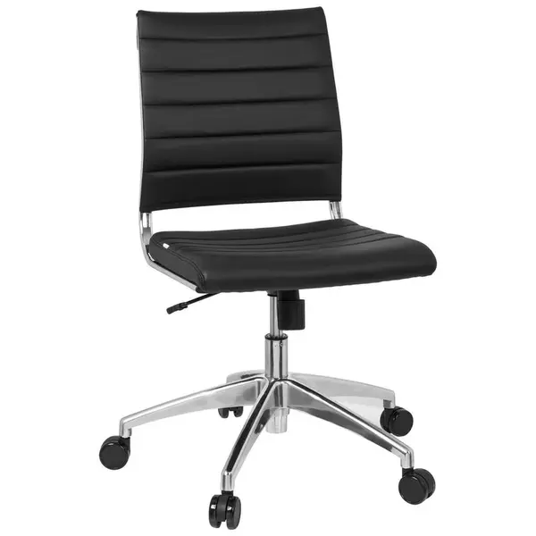 MID.YOU OTOČNÁ ŽIDLE, vzhled kůže, černá, barvy chromu