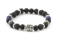 Agato Korálkový náramek z lávového kamene, achátu a Lapis lazuli MINK115/19