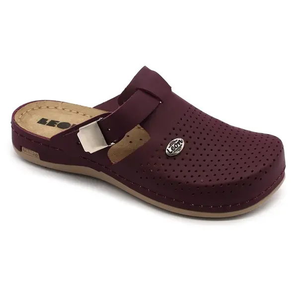 950 Dámska pracovná celokožená zdravotná obuv 40 - 26cm, bordová, 2,5 cm