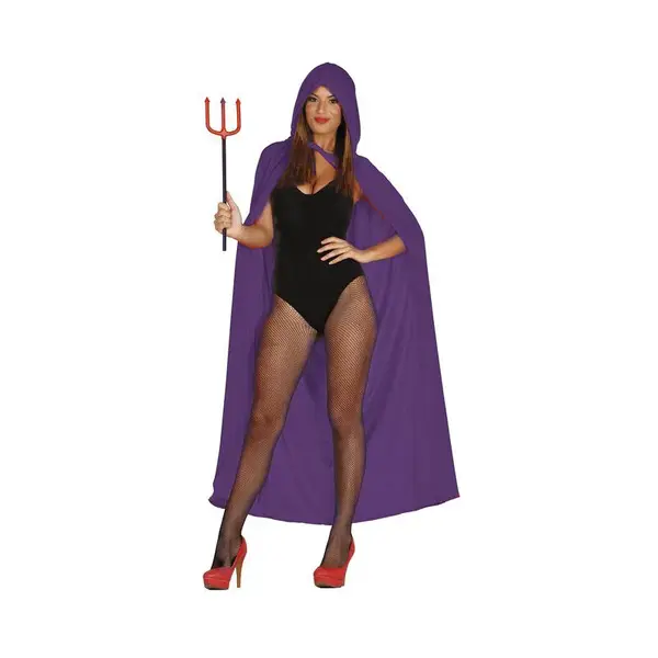 Guirca Zamatový dámsky plášť fialový s kapucňou 130cm