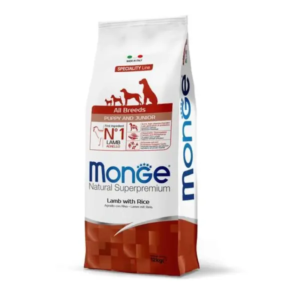 MONGE Natural Superpremium Puppy All Breed 12kg kompletné krmivo jahňa/ryža pre šteňatá všetkých plemien