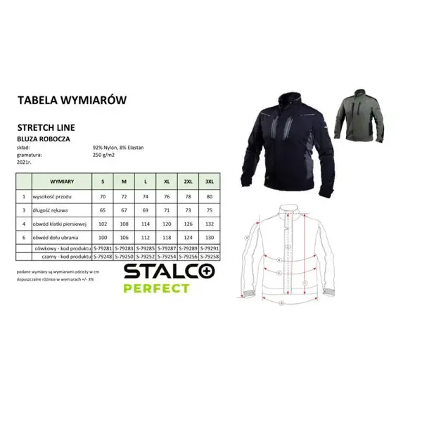 Blůza pracovní STRETCH LINE, XL/56, olivová, STALCO PERFECT