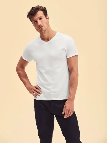 Biała koszulka męska Iconic V-Neck Fruit of the Loom