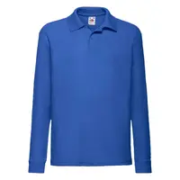 Blue Long Sleeve Polo Shirt Fruit of the Loom