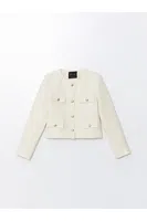 LC Waikiki Crew Neck Textured Women's Tweed Jacket