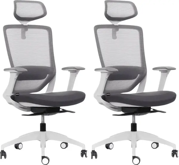 MERCURY 2PACK Ergonomická kancelářská židle SWIFT šedý plast, tmavě šedá látka (2 ks)