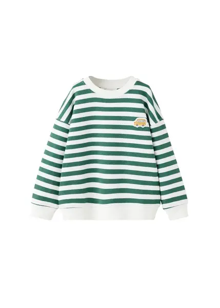 MANGO KIDS Sveter  žltá / tmavozelená / biela