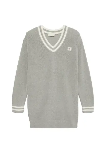 Calvin Klein Jeans Pletené šaty  sivá / biela ako vlna