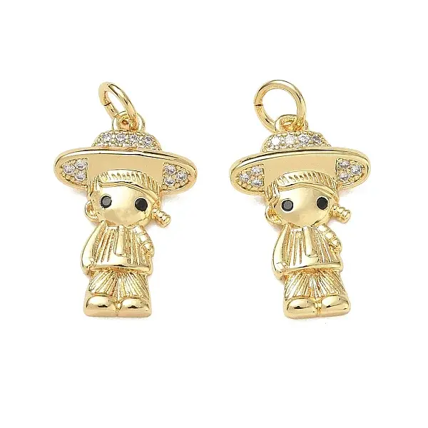 Brass Micro Pave Black Cubic Zirconia Pendants