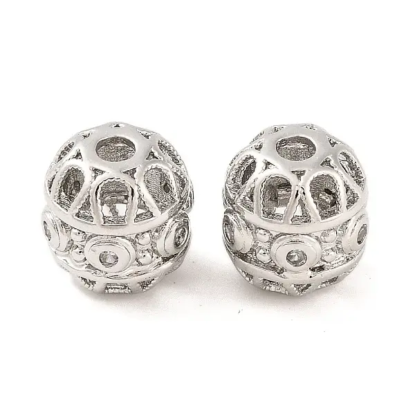 Brass Micro Pave Clear Cubic Zirconia Beads