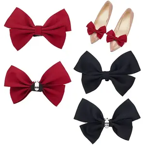 2 Pairs 2 Colors Bowknot Polyester Shoe Decorations