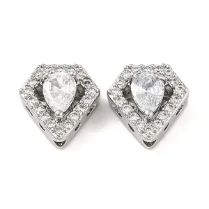 Brass Micro Pave Clear Cubic Zirconia Beads