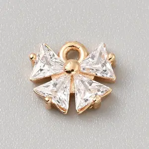 Brass Micro Pave Cubic Zirconia Charms