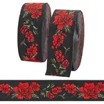 6.8M Flat Ethnic Style Polyester Jacquard Flower Ribbon