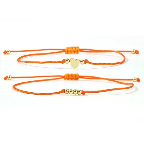 2Pcs 2 Styles Bohemian Brass Beads Braided Bead Bracelets