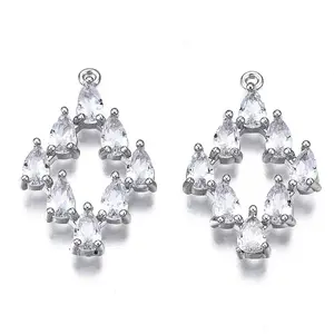 Brass Inlaid Clear Cubic Zirconia Pendants