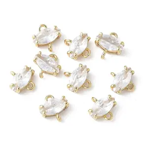 Brass Pave Cubic Zirconia Connector Charms