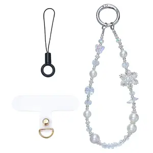 Crystal Alloy & Artificial Pearl Mobile Straps